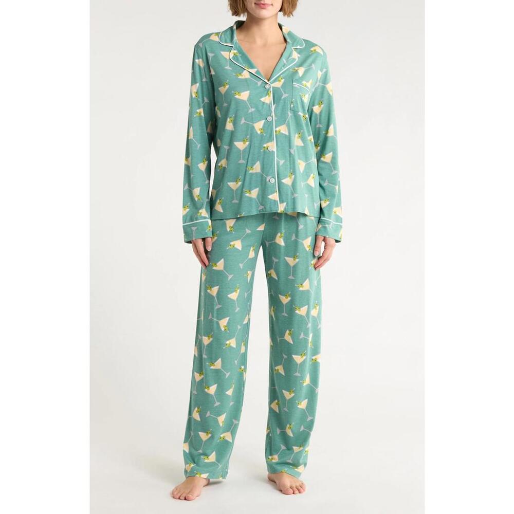 NWT! PJ Salvage Jersey Pajamas in Jade Martini Print Size XL